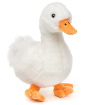 Witte Gans pluche knuffel van Creasowl, 20 cm, realistische vogel en boerderijdier met duurzame 100% gecyclde vulling