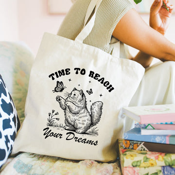 Time to reach your dreams - Boodschappentas 38 x48 cm - Polylinnen Creasowl