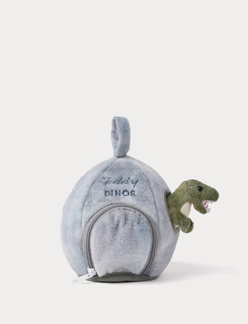 Zacht dinosaurus ei met drie pluche dino's van Creasowl, 20 cm grote magische speel- en knuffelset met kleurrijke dino's