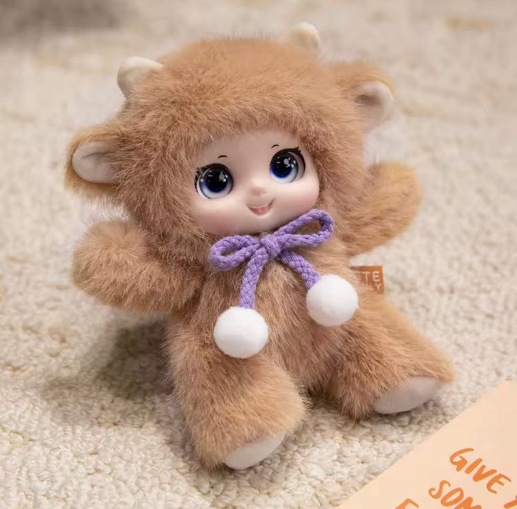 Creasowl Beige Unieke Pluche Cute Family Tashangers β Schattige Sleutelhangers & Accessoires