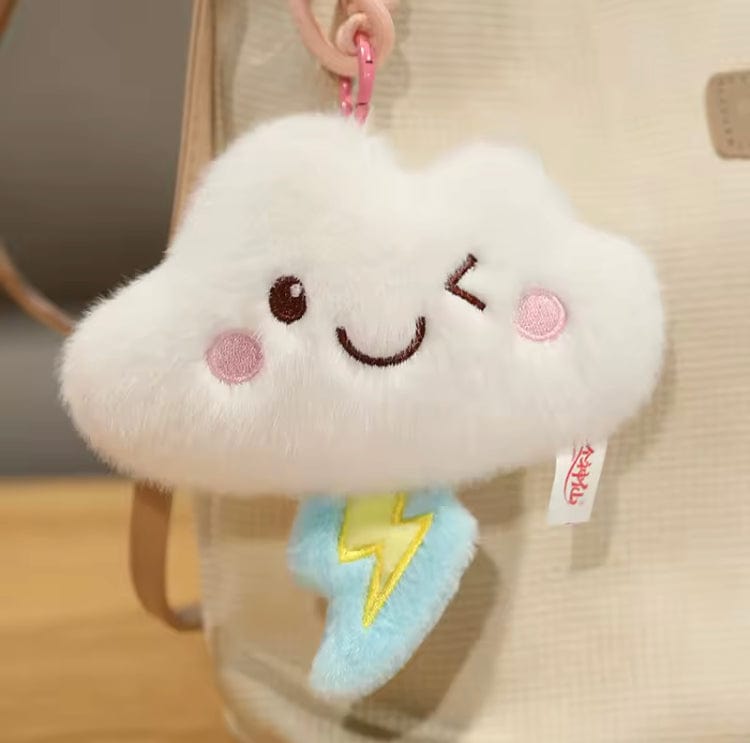 Creasowl Bliksem Cartoon Weer Serie Knuffels – Zon, Wolk, Bliksem - Leuke Mini Pluche Hangers voor Tas, Auto of Cadeau