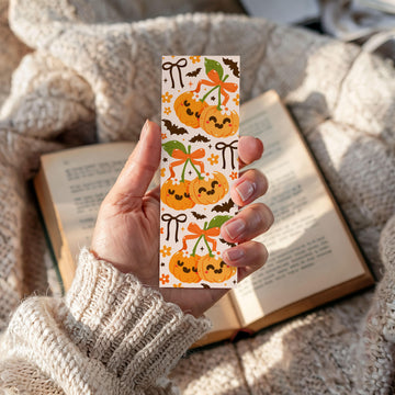 Creasowl Boekenlegger Pumpkin Cherries – Halloween Pompoen & Kersen Design - Uniek Cadeau voor Lezers