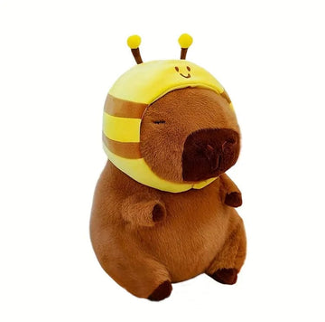 Creasowl Capybara Knuffel met Bijenmuts – Kawaii Pluche Knuffeldier 30 cm