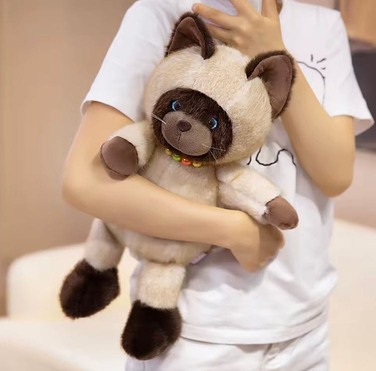 Creasowl Cartoon Siamese Katten Knuffel – Schattige Kawaii Kat Knuffel | Pluche Speelgoed & Cadeau