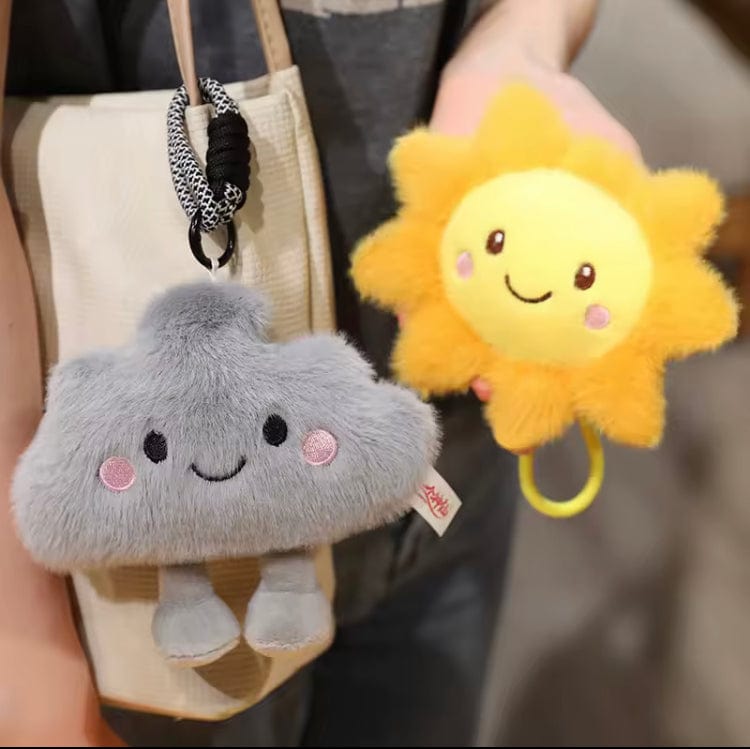 Creasowl Cartoon Weer Serie Knuffels – Zon, Wolk, Bliksem - Leuke Mini Pluche Hangers voor Tas, Auto of Cadeau
