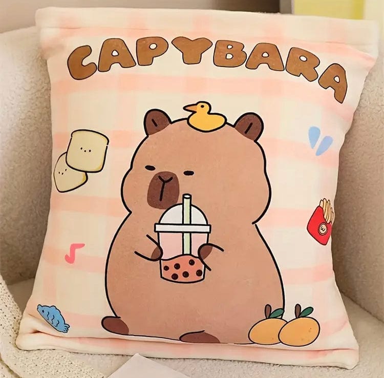 Creasowl Kawaii kussen Met 8 Capybara,s - Squish Knuffel met kleintjes - Kawaii knuffel - Kawaii Capybara Knuffel - Capybara Squishy - Knuffel Kussen - 35CM x 43CM