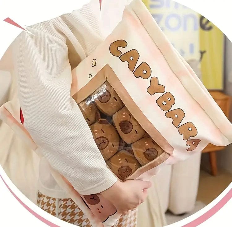Creasowl Kawaii kussen Met 8 Capybara,s - Squish Knuffel met kleintjes - Kawaii knuffel - Kawaii Capybara Knuffel - Capybara Squishy - Knuffel Kussen - 35CM x 43CM