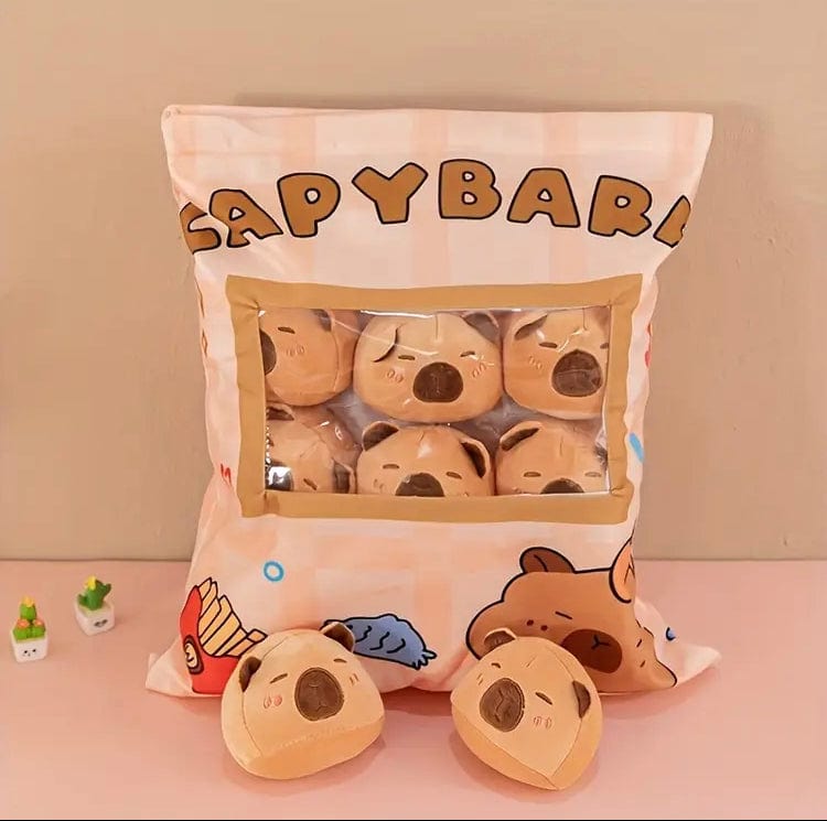 Creasowl Kawaii kussen Met 8 Capybara,s - Squish Knuffel met kleintjes - Kawaii knuffel - Kawaii Capybara Knuffel - Capybara Squishy - Knuffel Kussen - 35CM x 43CM
