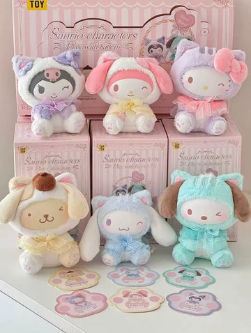 Creasowl Originele Sanrio Play with Kittens Blind Box met schattige verrassingsfiguurtjes.