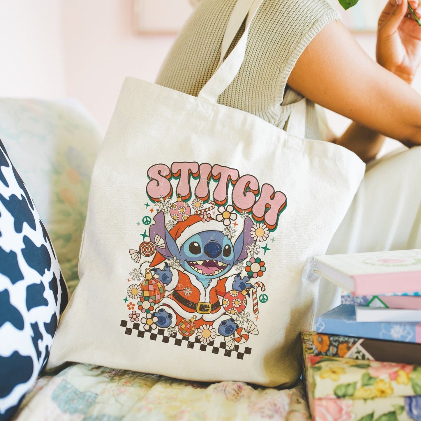 Creasowl Stitch Kerst Tote Bag 38 x 48 cm - Boodschappentas / Herbruikbare Tas