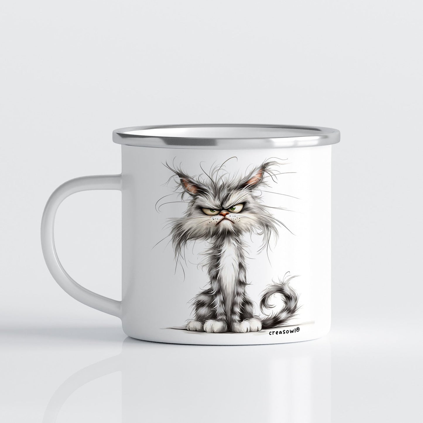 Emaille Mok Kat 350ml – Vintage Camping Mok met Katten print - Diverse varianten Creasowl