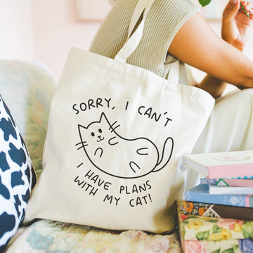 I have plans with my cat - tote bag - Boodschappentas 38 x48 cm
