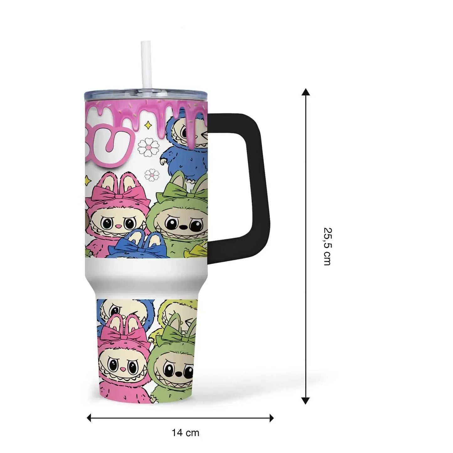 Labubu 40oz Tumbler met Rietje – Schattige Geïsoleerde Beker