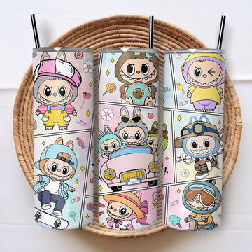 Mijn winkel Adventure Labubu Tumbler 600ml – Herbruikbare Drinkbeker met Rietje & Deksel – 5 Varianten