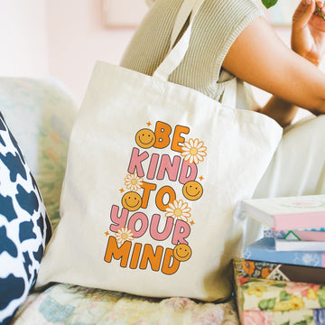 Mijn winkel Be kind to your mind - tote bag - Boodschappentas 38 x48 cm - Polylinnen