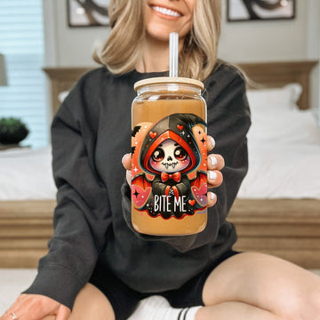 Mijn winkel Bite Me Glazen Drinkbeker met Schattig Vampiertje