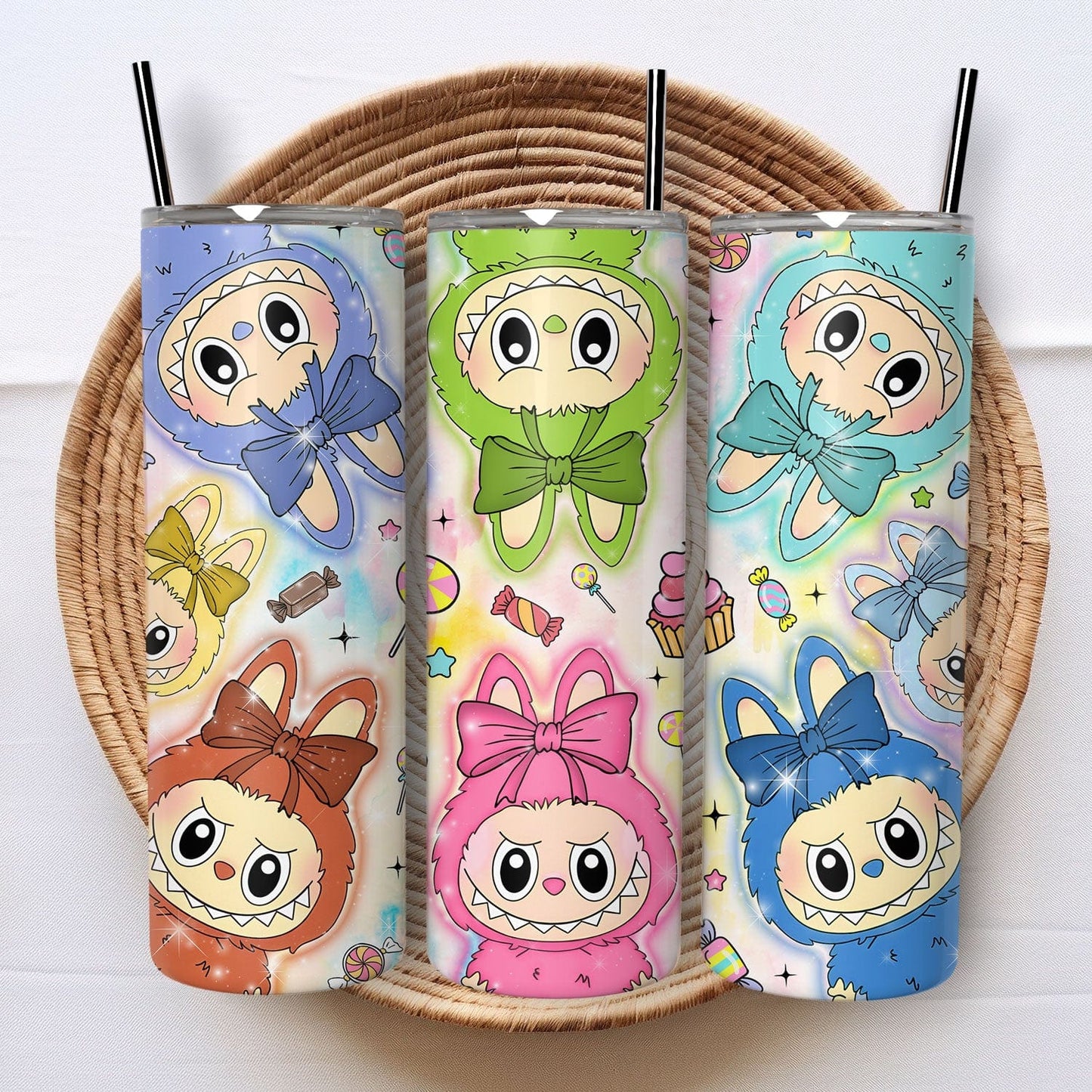 Mijn winkel Candy Labubu Tumbler 600ml – Herbruikbare Drinkbeker met Rietje & Deksel – 5 Varianten