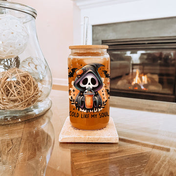 Mijn winkel Cold Like My Soul Glazen Beker met Schattige Reaper
