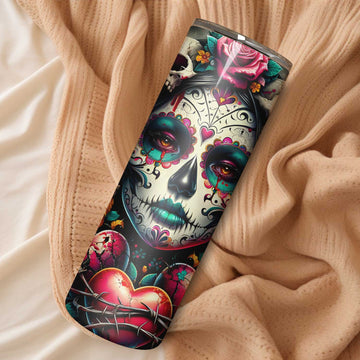 Mijn winkel Day of the Dead Tumbler - Vier het Leven met Kleurrijke Herinneringen!