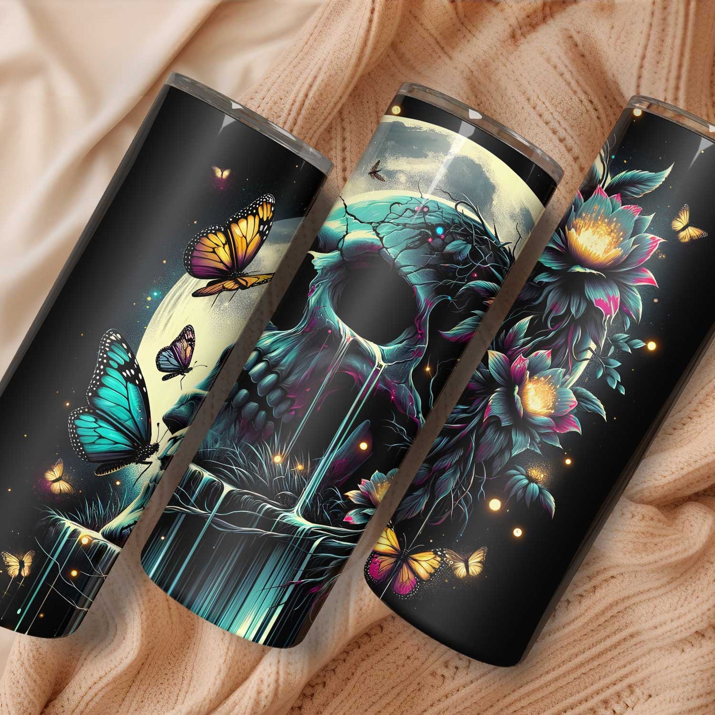Mijn winkel Doodshoofd met Bloemen Drinkbeker – Stoer en Stijlvol voor Elke Slok!