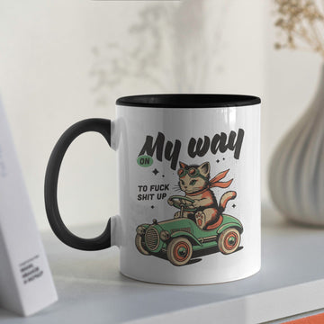 Mijn winkel F*ck shit up kat koffiemok met spreuk