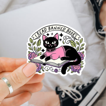 Mijn winkel I read banned books waterdichte vinyl sticker