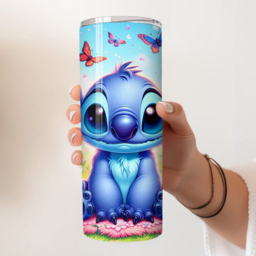 Mijn winkel Vrolijke Stitch Tumbler 600ml – Cartoon Drinkbeker met Rietje & Deksel