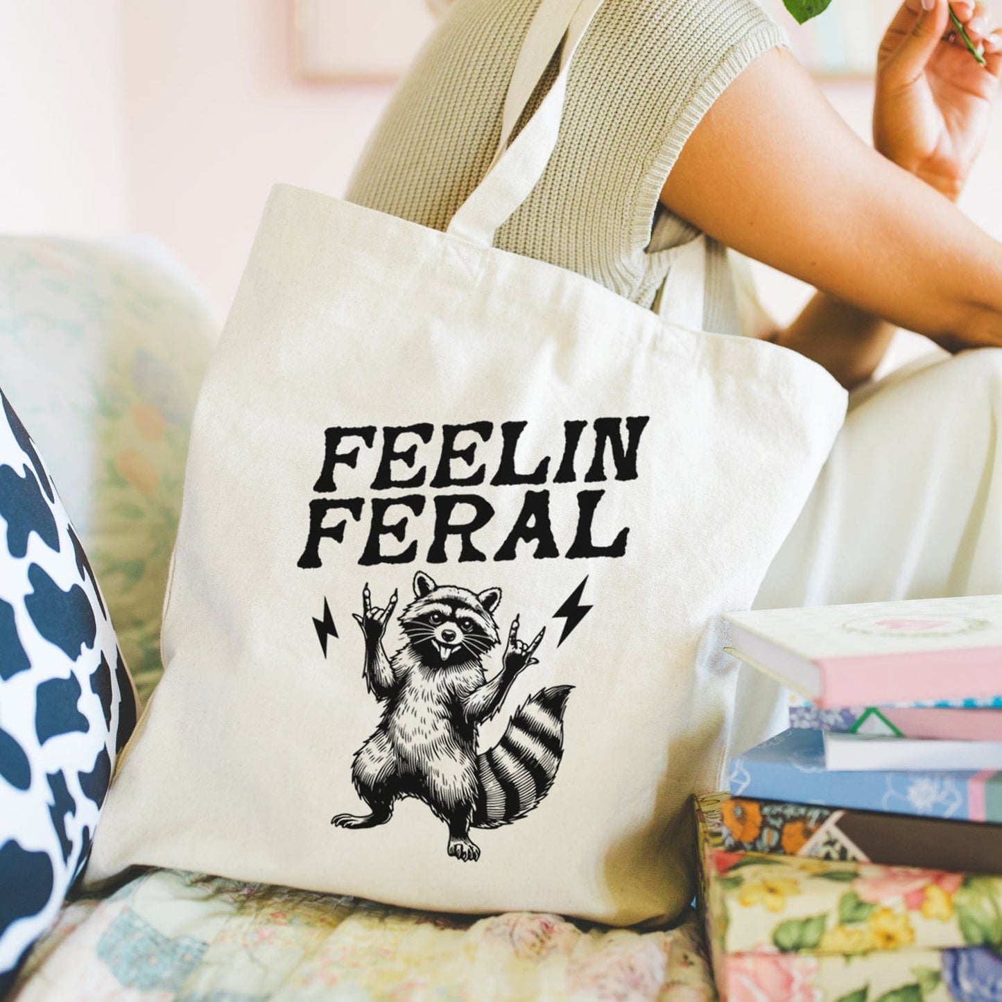 Mijn winkel Wasbeer “Feelin Feral” tote tas