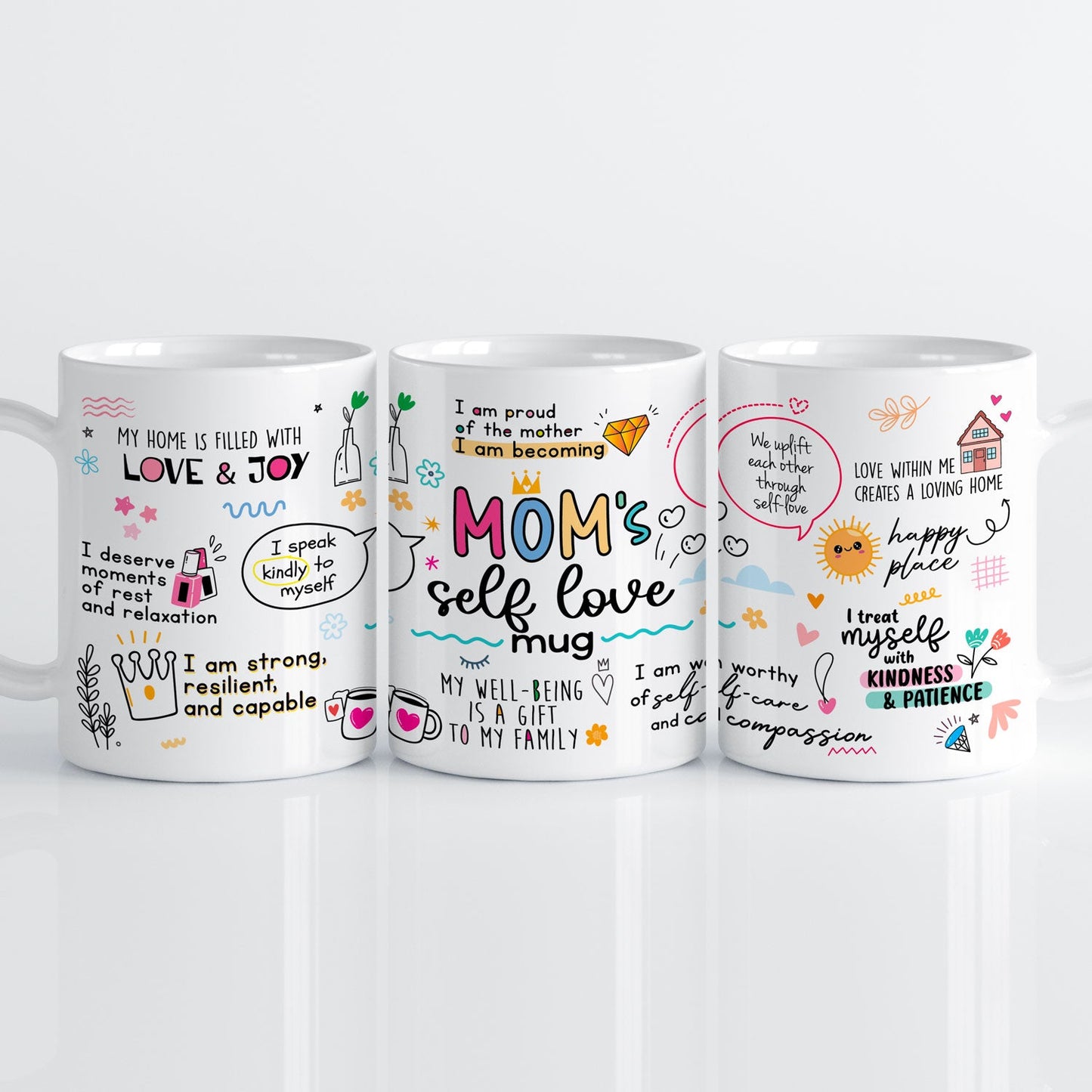 Moms Selflove Mok π β Positieve Affirmaties Moederdag Cadeau | Keramische Mok 330ml Creasowl