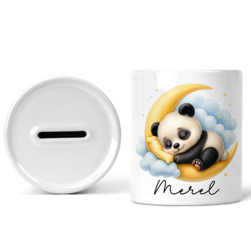 Keramische Slapende Panda Spaarpot – Gepersonaliseerd met Naam Creasowl