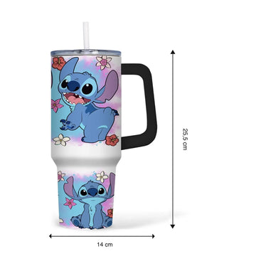 Schattige Stitch Thermosbeker 40oz – Herbruikbare Drinkbeker met Rietje