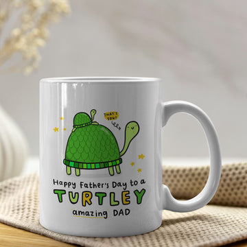 Turtley Papa Mok met Schildpad Illustratie – Vaderdag Cadeau