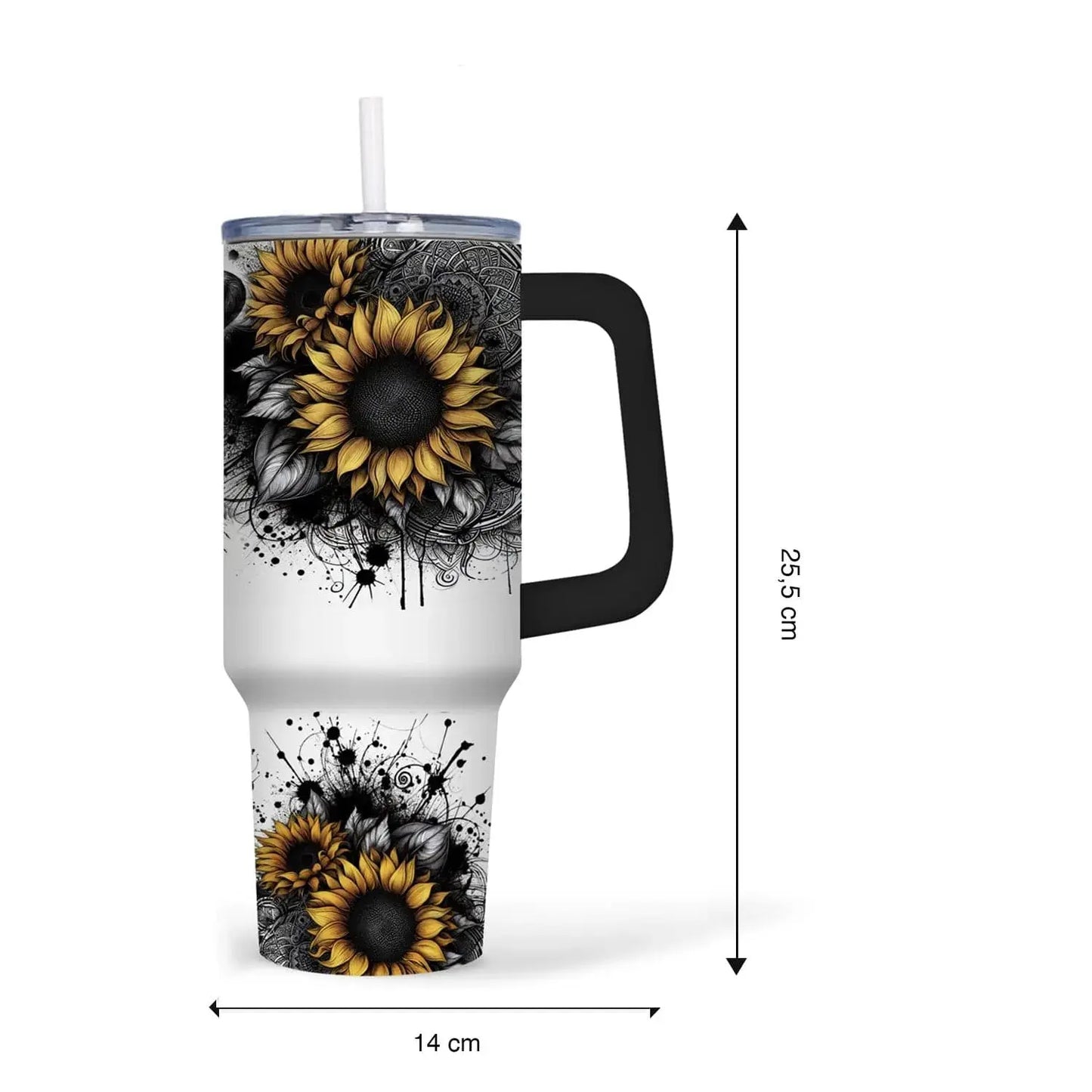 Zwarte Panter 40oz Tumbler met Rietje – Stijlvolle Thermosbeker voor Onderweg