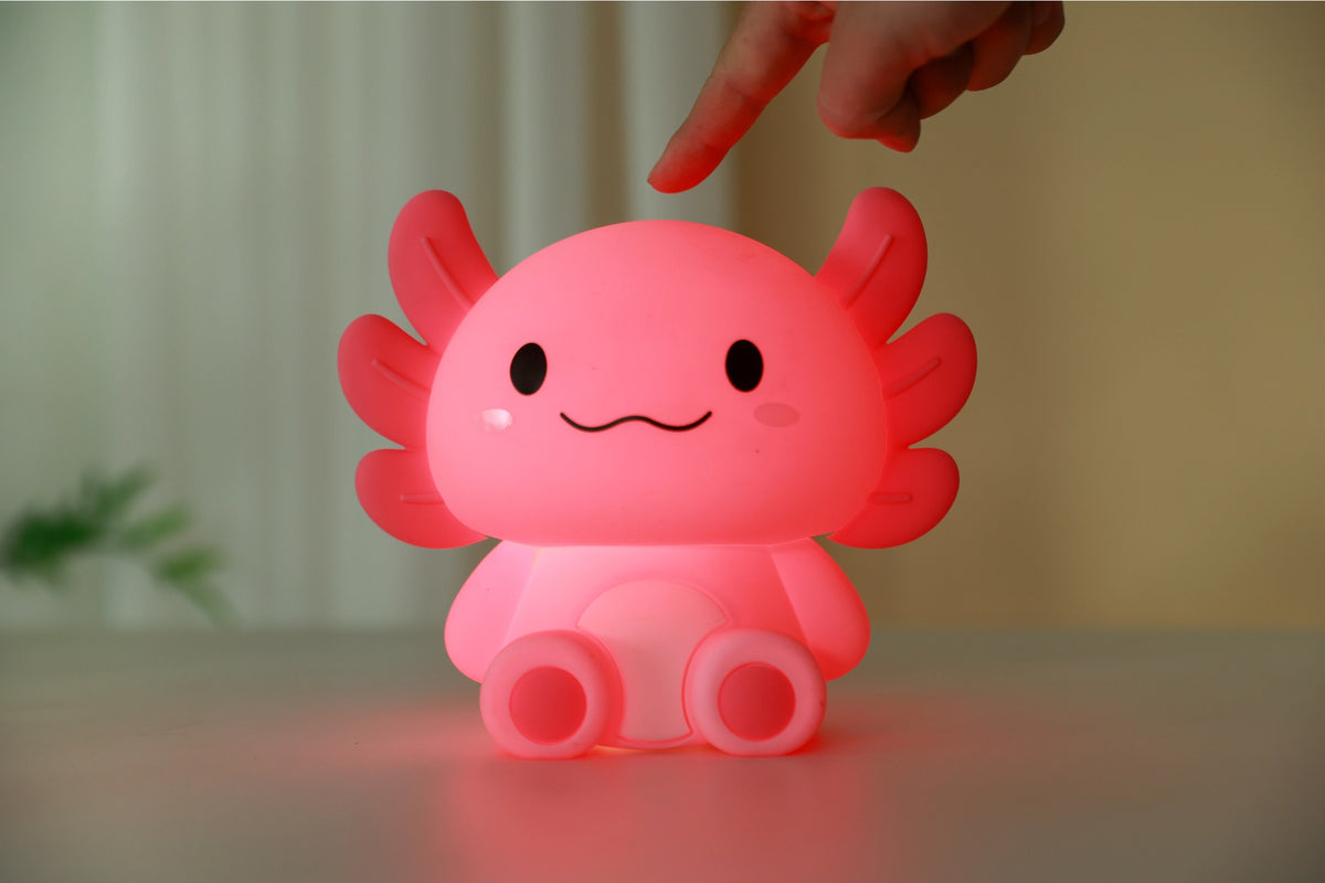 Siliconen Axolotl Nachtlampje – Zacht Kinderkamer LED Nachtlampje (10 x 13,2 x 16 cm) – Schattige Axolotl Lamp & Uniek Cadeau
