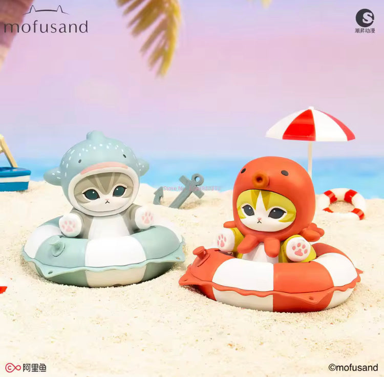 Mofusand Marine Zwemband Series Blind Box – Kawaii Kat Mystery Box Figuur – Collectible Stempel Speelgoed Creasowl