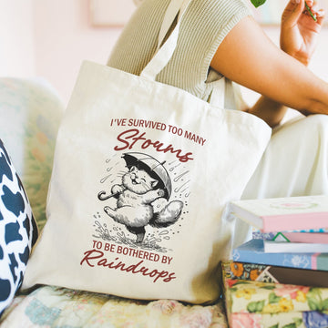 I have survived too many storms tote bag - Boodschappentas 38 x48 cm - Polylinnen Creasowl