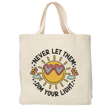 Never let them dim your light tote bag - Boodschappentas 38 x48 cm - Polylinnen Creasowl