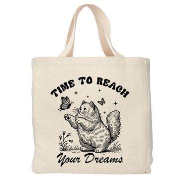 Time to reach your dreams - Boodschappentas 38 x48 cm - Polylinnen Creasowl