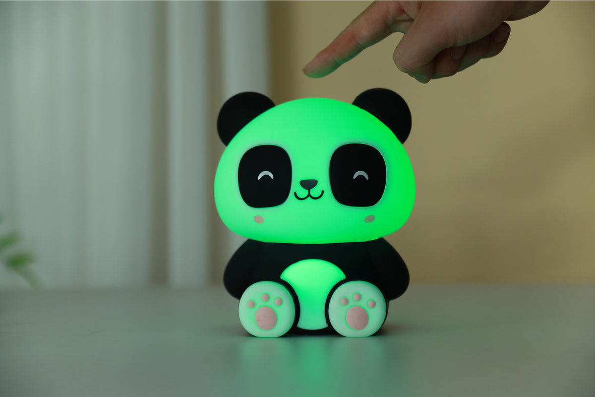 Siliconen panda nachtlampje van Creasowl, zacht kinder LED lampje voor babykamer, 10x13,2x16 cm, schattig en veilig voor baby's