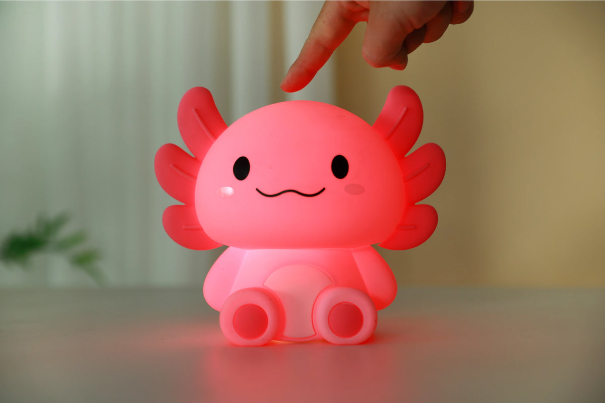 Siliconen Axolotl Nachtlampje – Zacht Kinderkamer LED Nachtlampje (10 x 13,2 x 16 cm) – Schattige Axolotl Lamp & Uniek Cadeau