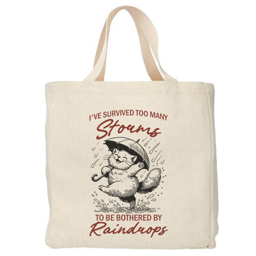 I have survived too many storms tote bag - Boodschappentas 38 x48 cm - Polylinnen Creasowl