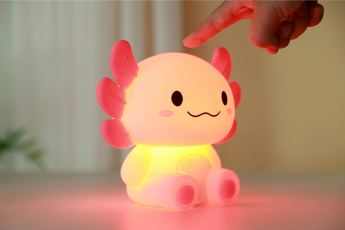 Siliconen Axolotl Nachtlampje – Zacht Kinderkamer LED Nachtlampje (10 x 13,2 x 16 cm) – Schattige Axolotl Lamp & Uniek Cadeau