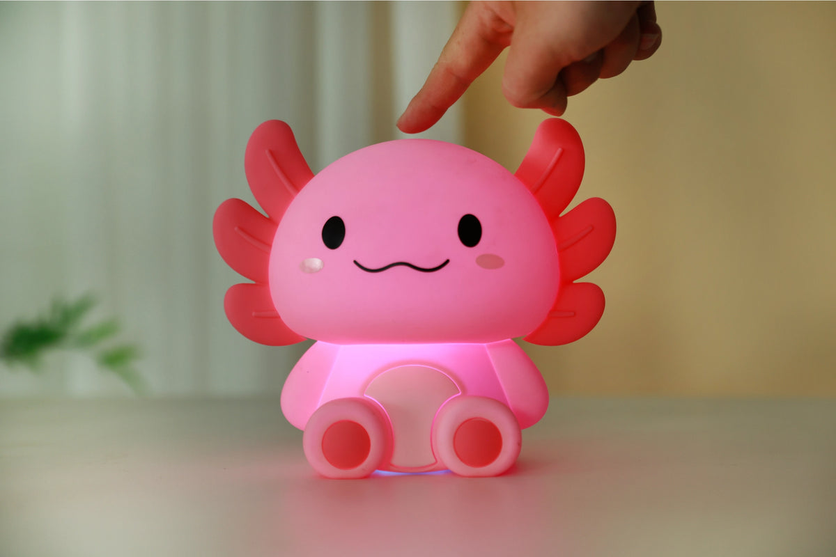 Siliconen Axolotl Nachtlampje – Zacht Kinderkamer LED Nachtlampje (10 x 13,2 x 16 cm) – Schattige Axolotl Lamp & Uniek Cadeau