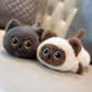 Liggende Kat Knuffel – 17/30/40 cm – Siamese & Cartoon Kat – Tashanger of Knuffel – Zacht Pluche Cadeau Creasowl