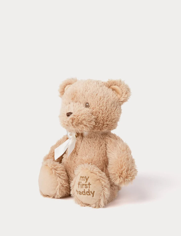 Zachte eerste knuffelbeer My First Teddy van Creasowl, 28 cm, ideaal als kraamcadeau, met schattige uitstraling en zachte vulling