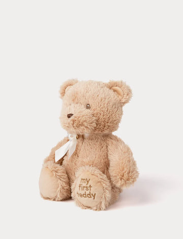 Zachte eerste knuffelbeer My First Teddy van Creasowl, 28 cm, ideaal als kraamcadeau, met schattige uitstraling en zachte vulling