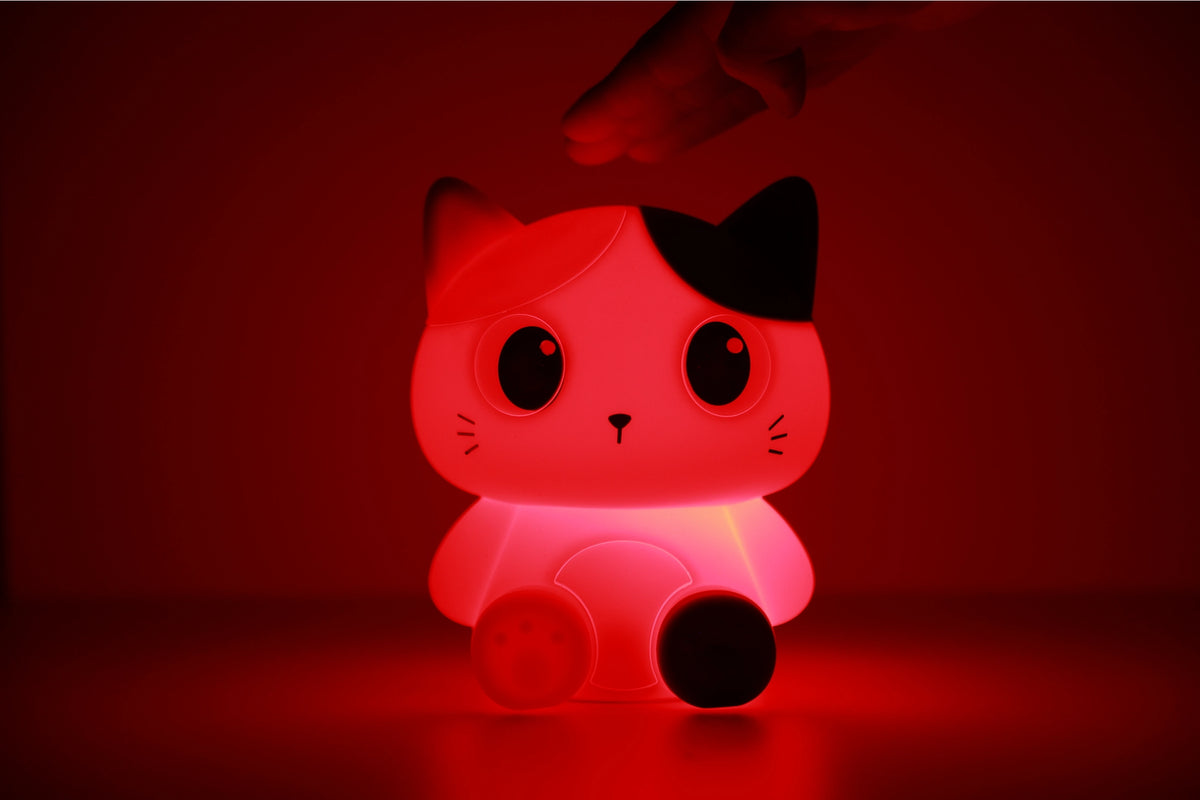 Oranje siliconen nachtlampje voor kinderen, zacht LED licht, schattig ontwerp, geschikt als sfeerverlichting in de kinderkamer