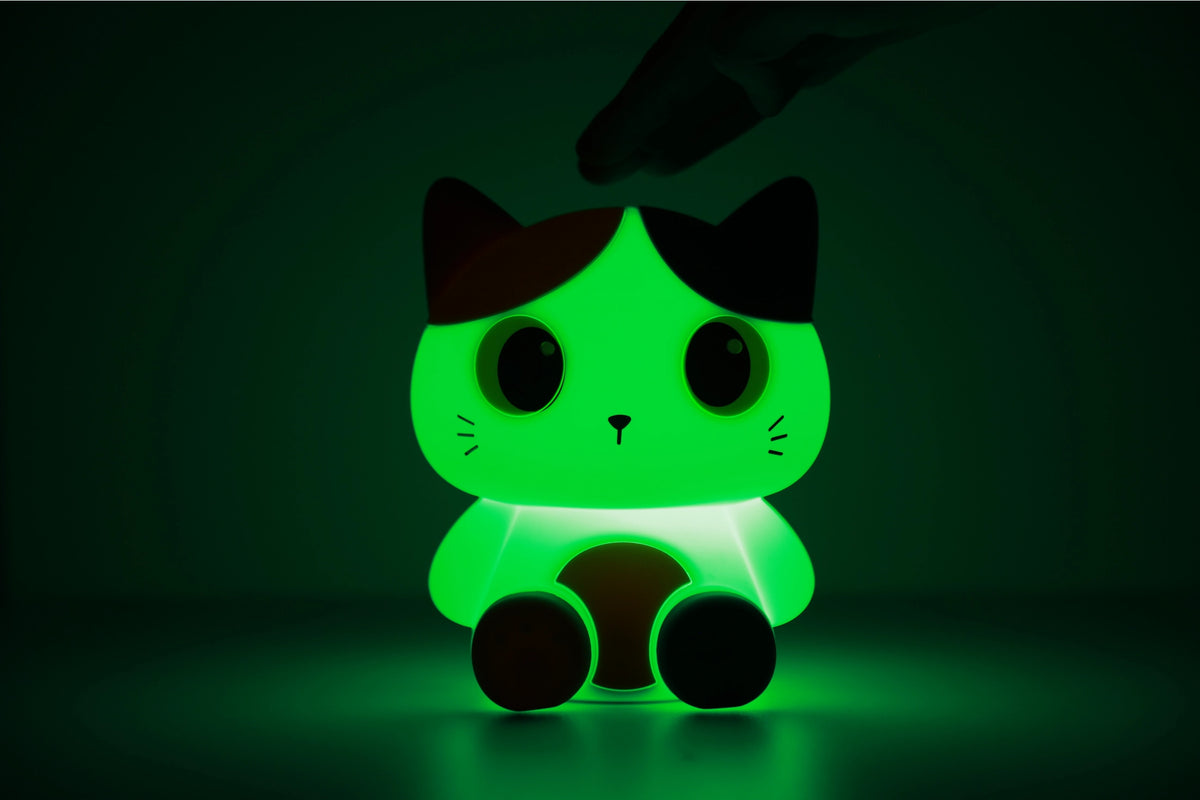 Oranje siliconen nachtlampje voor kinderen, zacht LED licht, schattig ontwerp en sfeerverlichting voor de kinderkamer