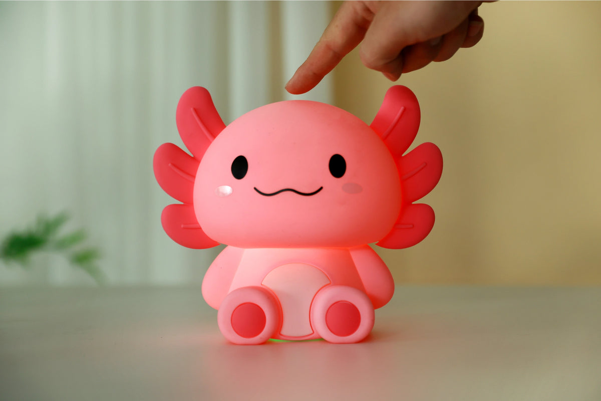 Siliconen Axolotl Nachtlampje – Zacht Kinderkamer LED Nachtlampje (10 x 13,2 x 16 cm) – Schattige Axolotl Lamp & Uniek Cadeau