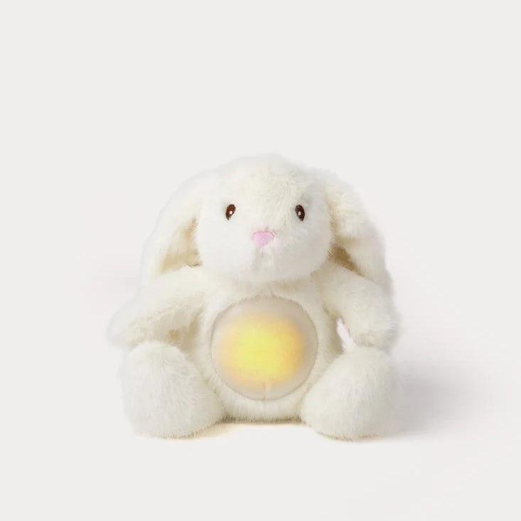 Zachte konijnenknuffel van Creasowl met ingebouwd nachtlampje en slaapgeluiden, 25 cm groot, voor rustgevende baby slaaptraining